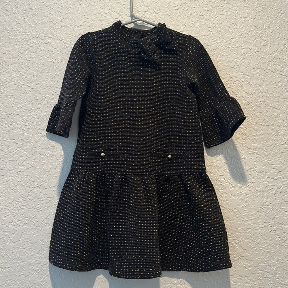 Janie and Jack Black dress with gold dots. Perfect for the holidays. Worn once